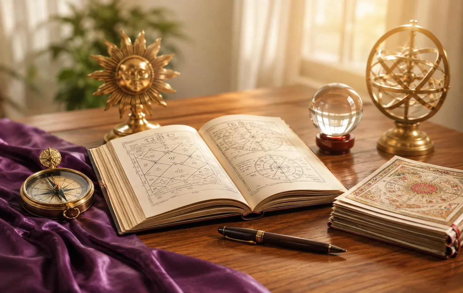 Astrology Study in Warm Sunlight